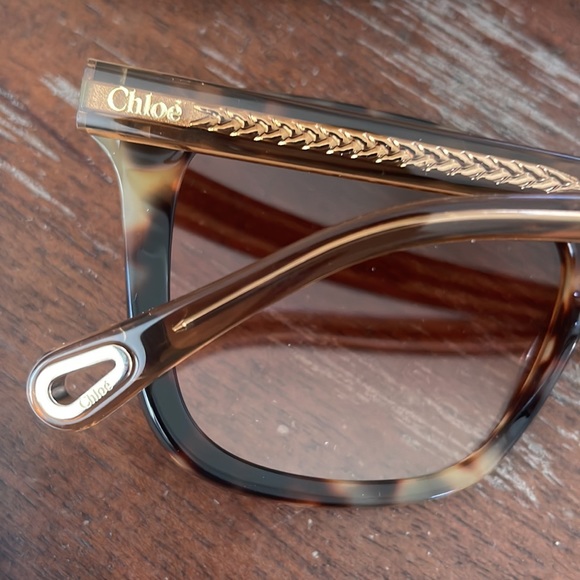 Chloe NWT CH0079S 001 Havana brown sunglasses with suede logo case and paperwork - Picture 5 of 16